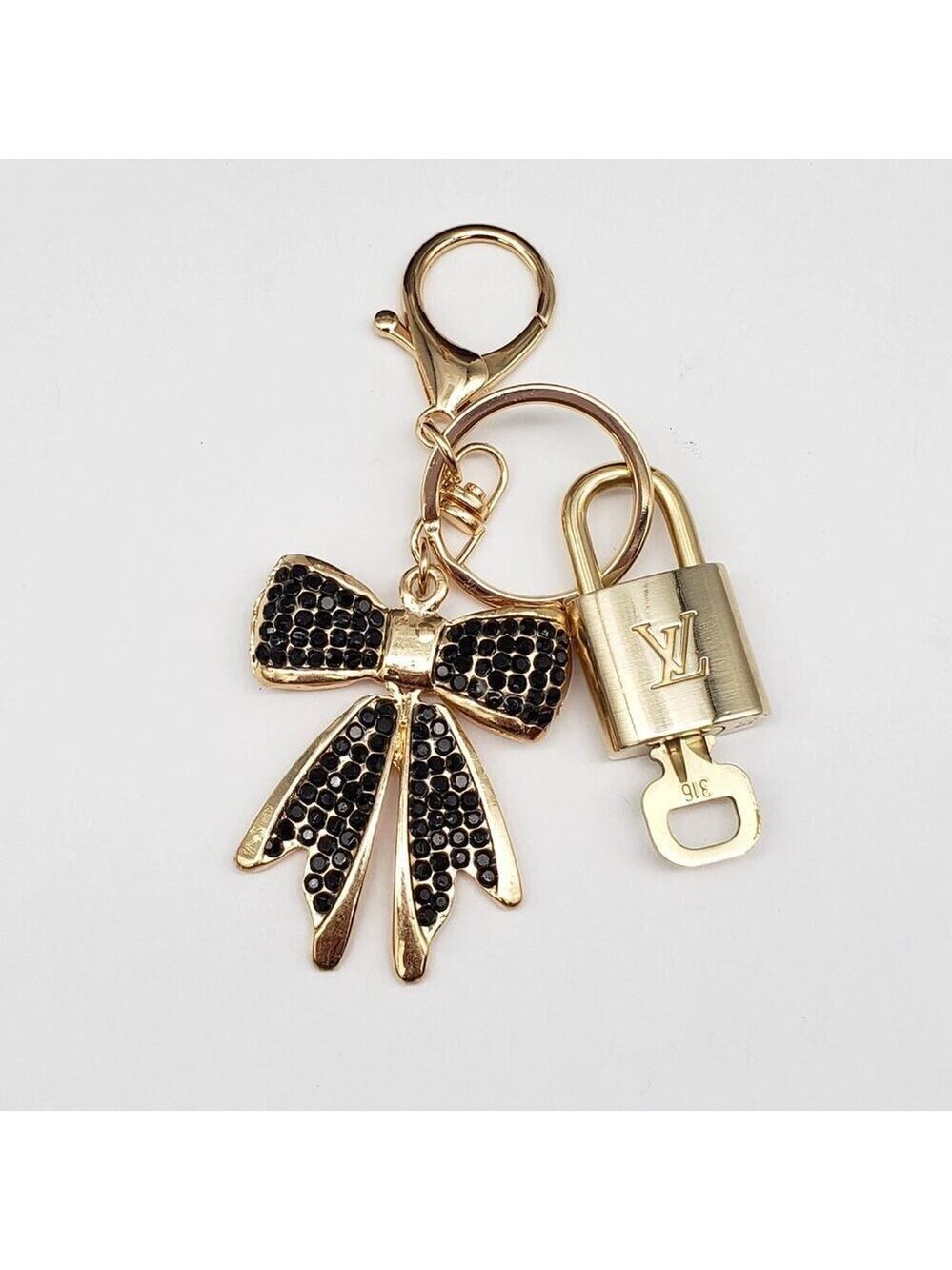 Authentic Louis Vuitton Lock & Key with unbranded Ribbon Bagcharm, Keycharm